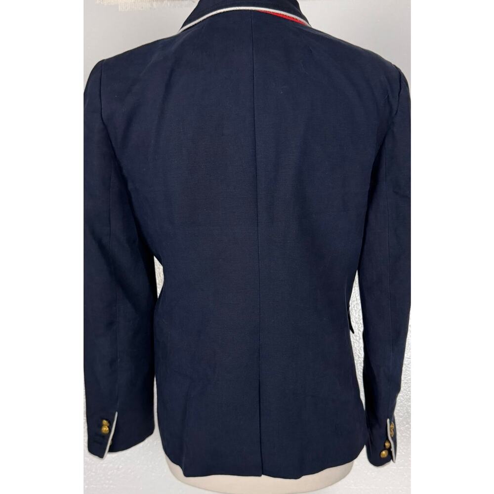 J. Crew Womens Size 10 Navy Blue 100% Linen 2 Button Jacket Blazer - Picture 7 of 10